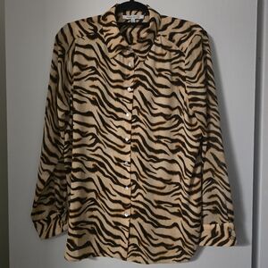 Rose & Olive Tan and Black Zebra Print Button-Down Shirt